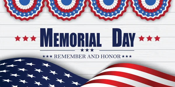 Memorial Day Ricordare Onorare Con Bandiera Usa Illustrazione Vettoriale — Vettoriale Stock