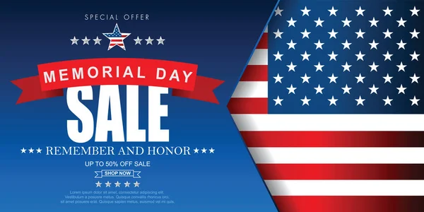 Plantilla Banner Vectorial Venta Memorial Day Ilustrador Vector Eps — Vector de stock