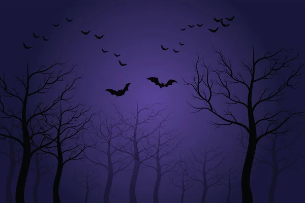 Rideau Forêt Effrayant Ambiance Solitaire Halloween Festival Fond Illustration — Image vectorielle