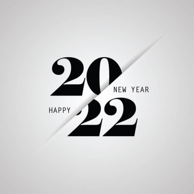 Happy New Year 2022 text design. for Brochure design template, card, banner. Vector illustration. Isolated on white background. clipart