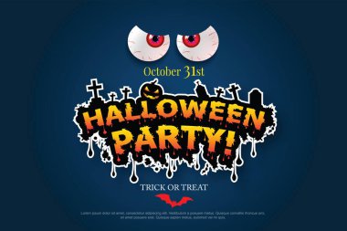 Hayalet gözlü Cadılar Bayramı partisi posteri. Çizer Vektör Eps 10