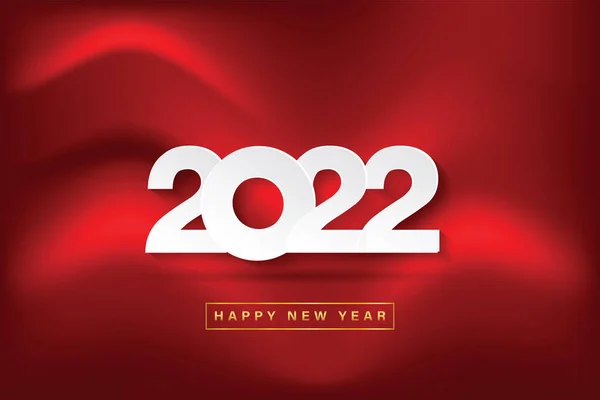 Happy New Year 2022 White Paper Numbers Red Background Holiday — Stock Vector