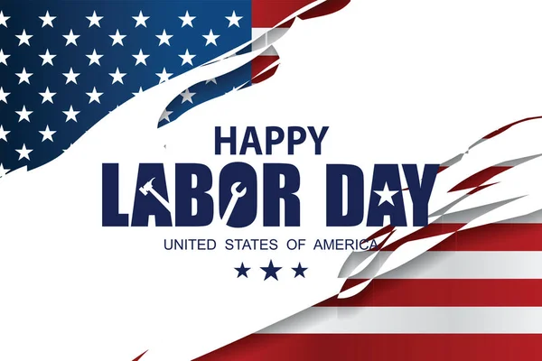 Vector Happy Labor Day card. National american holiday illustration with USA flag.