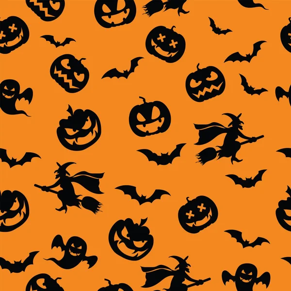 Halloween Fundo Padrão Sem Costura Ilustração Vetorial — Vetor de Stock