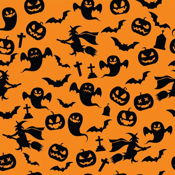 Halloween Fundo Padrão Sem Costura Ilustração Vetorial — Vetor de Stock