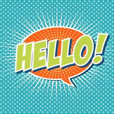 Merhaba!-komik konuşma balonu, çizgi film.