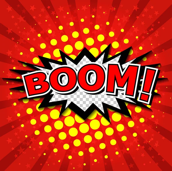 Boom! -Képregény beszéd buborék, rajzfilm — Stock Vector
