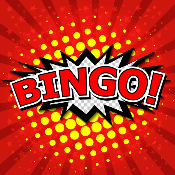 Bingo! Φούσκα ομιλία του κόμικ, κινούμενα σχέδια. — Διανυσματικό Αρχείο