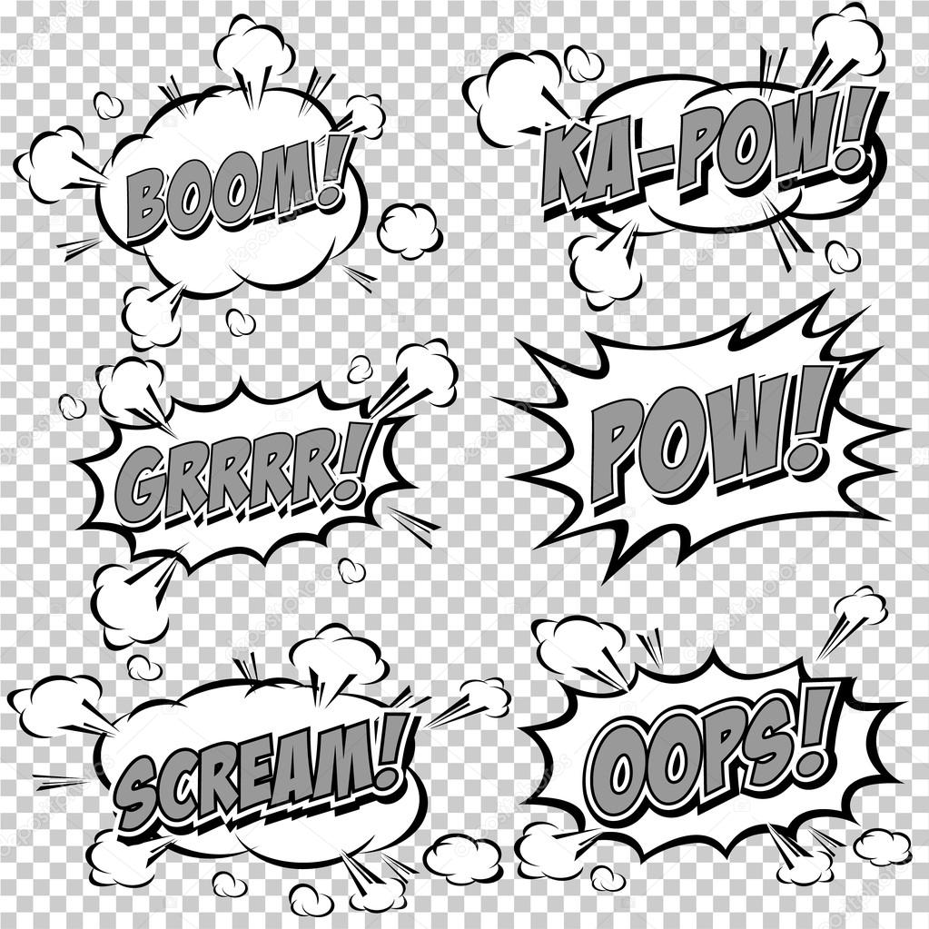 Collection multicolored comic sound Effects