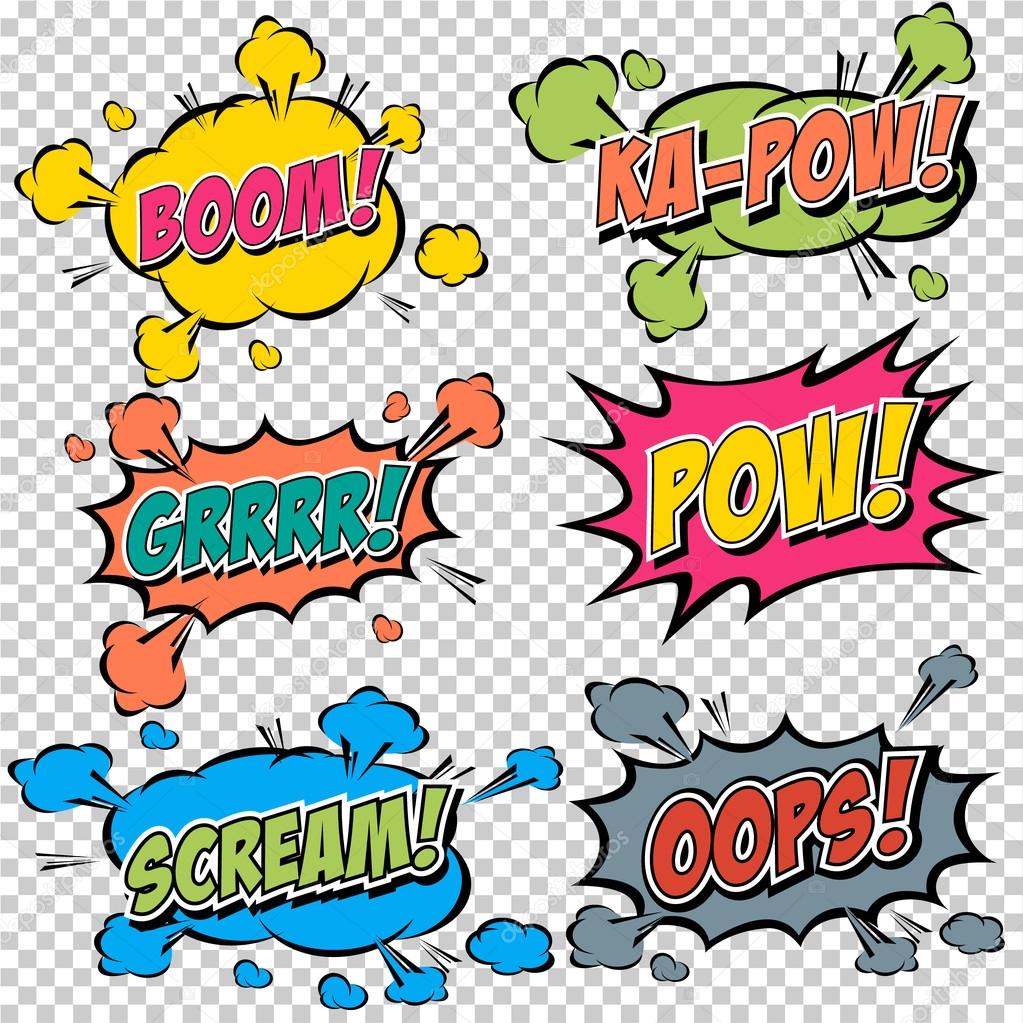 Collection multicolored comic sound Effects