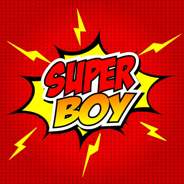 Superboy komische tekstballon, Cartoon. — Stockvector