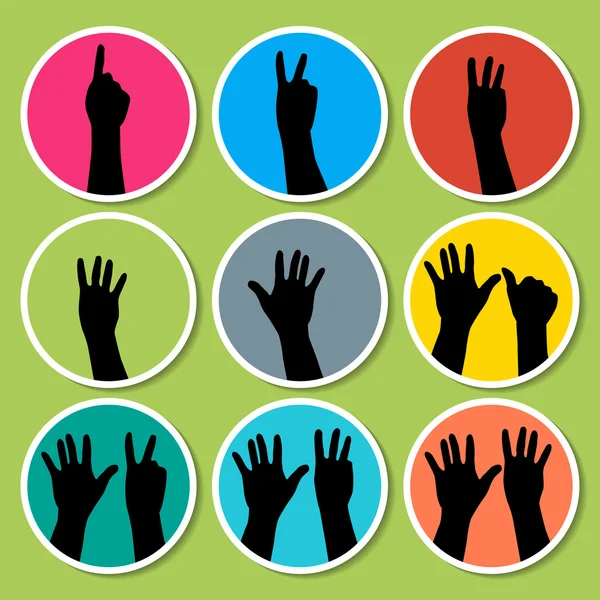 Mains noires comptant de 1 à 9 — Image vectorielle