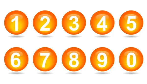 Collection of numbers - Orange spheres. — Stock Vector