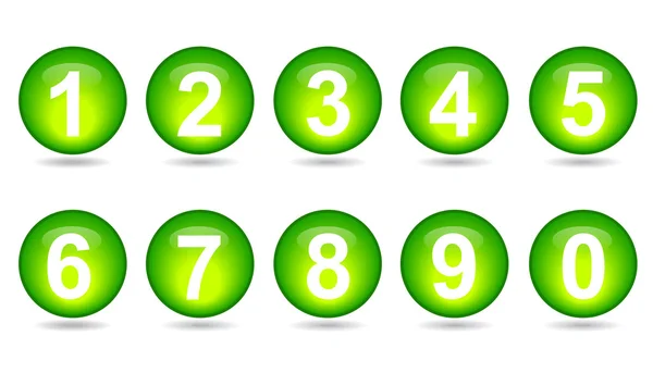 Collection of numbers - Green spheres. — Stock Vector