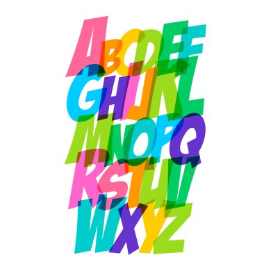 çizgi roman tarzı alfabe koleksiyonu kümesi