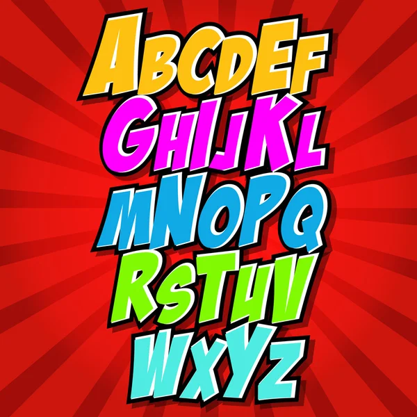 Strips stijlenset alfabet collectie — Stockvector