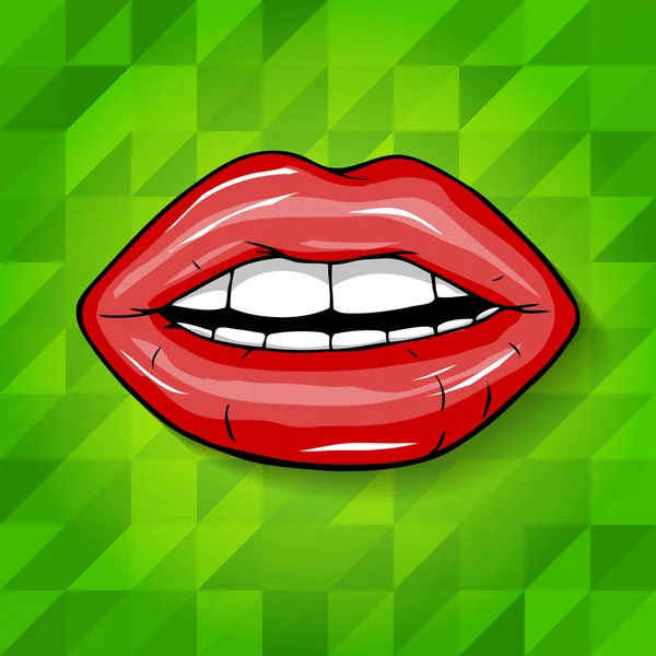 Sexy natte rode lippen. — Stockvector