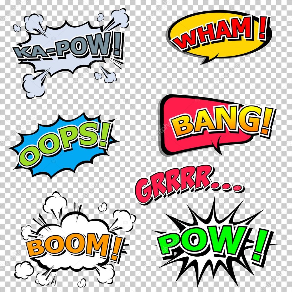 Collection Multicolored Comic Sound Effects.