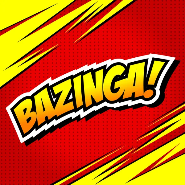 Bazinga! Discorso a fumetti Bolla, Cartone Animato . — Vettoriale Stock