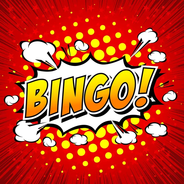Bingo! Φούσκα ομιλία του κόμικ, κινούμενα σχέδια. — Διανυσματικό Αρχείο