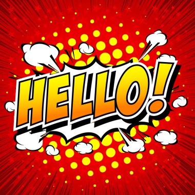 Merhaba!-komik konuşma balonu, çizgi film.