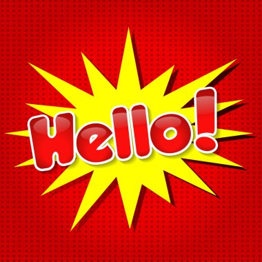 Merhaba!-komik konuşma balonu, çizgi film.