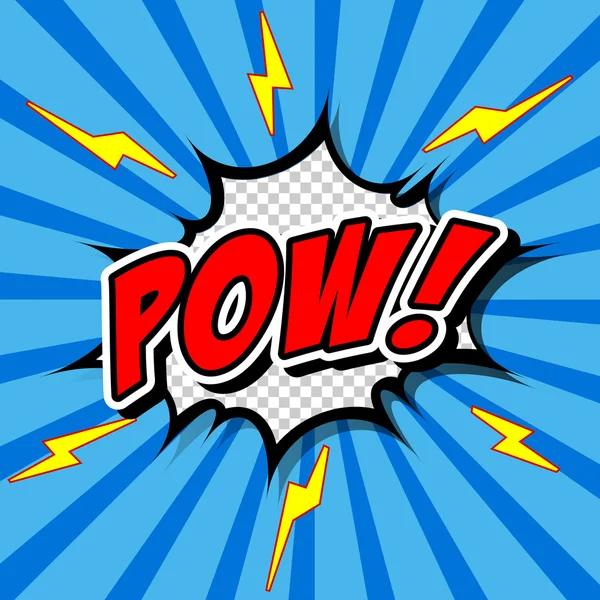 Pow! - Bolla di discorso comico, cartone animato — Vettoriale Stock