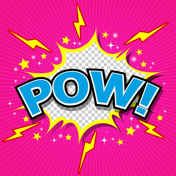 ¡Pow! - Burbuja de discurso cómico, Dibujos animados — Vector de stock