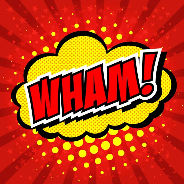 ¡Wham! - Burbuja de discurso cómico, Dibujos animados — Vector de stock