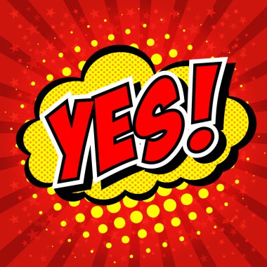 Evet! Komik konuşma balonu, çizgi film.