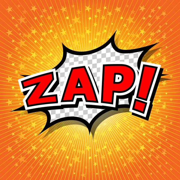 Zap! - Bolla di discorso comico, cartone animato — Vettoriale Stock