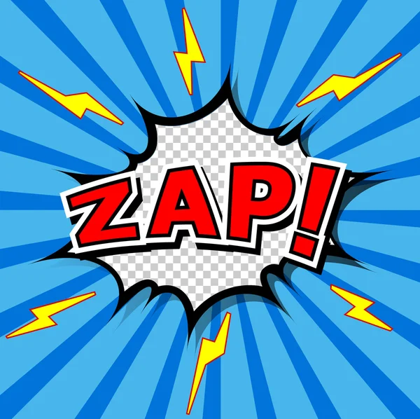 Zap! - Bolla di discorso comico, cartone animato — Vettoriale Stock