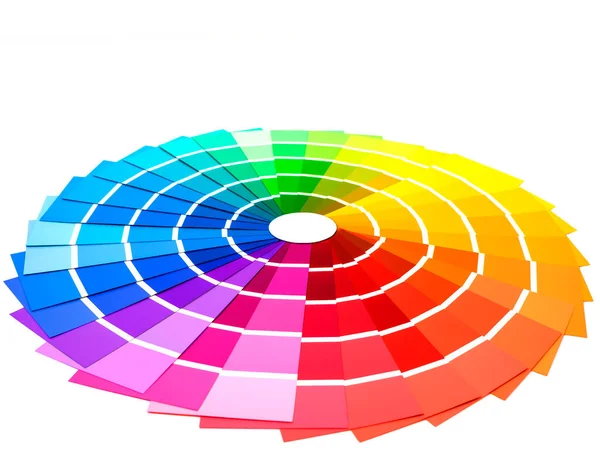 Палитра цветовых карт, образцы для определения цвета. Руководство по образцам краски, цветной каталог. Фото крупным планом. Стоковая Картинка