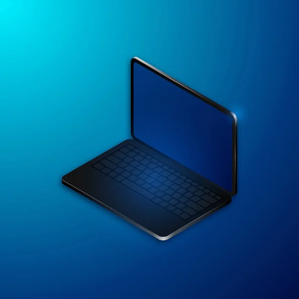 Laptop Con Uso Gradiente Illustrazioni Vettoriali Isometriche Create Dispositivi Mobili — Vettoriale Stock