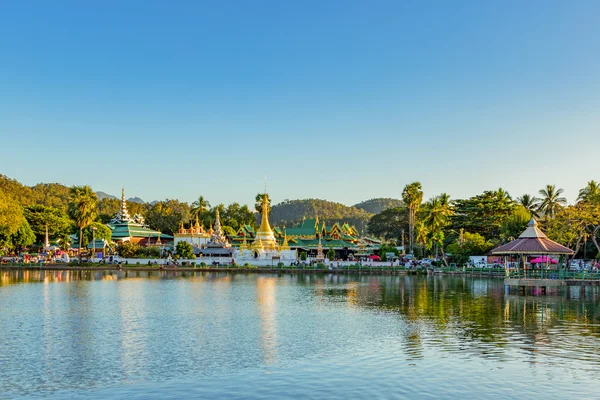 Wat Jong Klang and Wat Jong Kham at Maehongson Province, North o — Stock Photo, Image