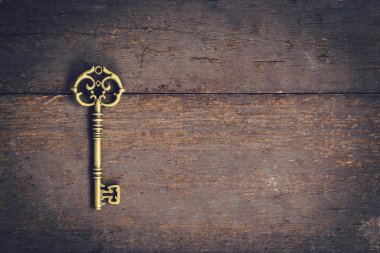 Eski anahtar vintage tarih alanı, Vintage filtre ile ahşap.