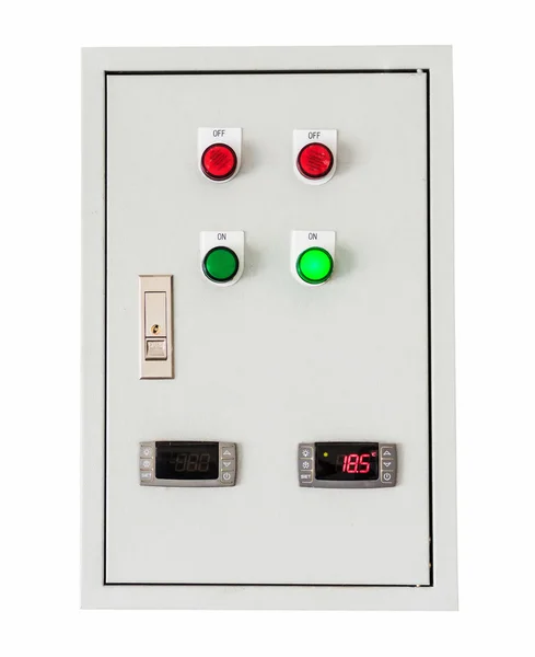 Caixa de controle elétrico em branco isolado com caminho de recorte . — Fotografia de Stock