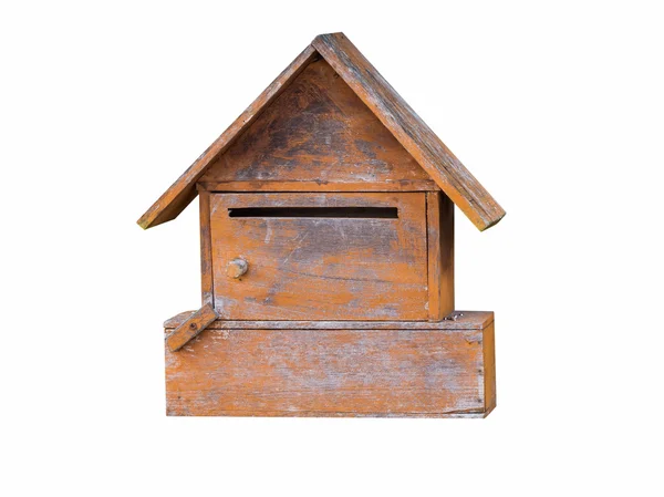 Wood mailbox on isolated white with clipping path. — Stock Photo, Image