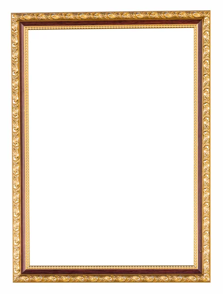 Gouden frame op geïsoleerde Wit met uitknippad. — Stockfoto