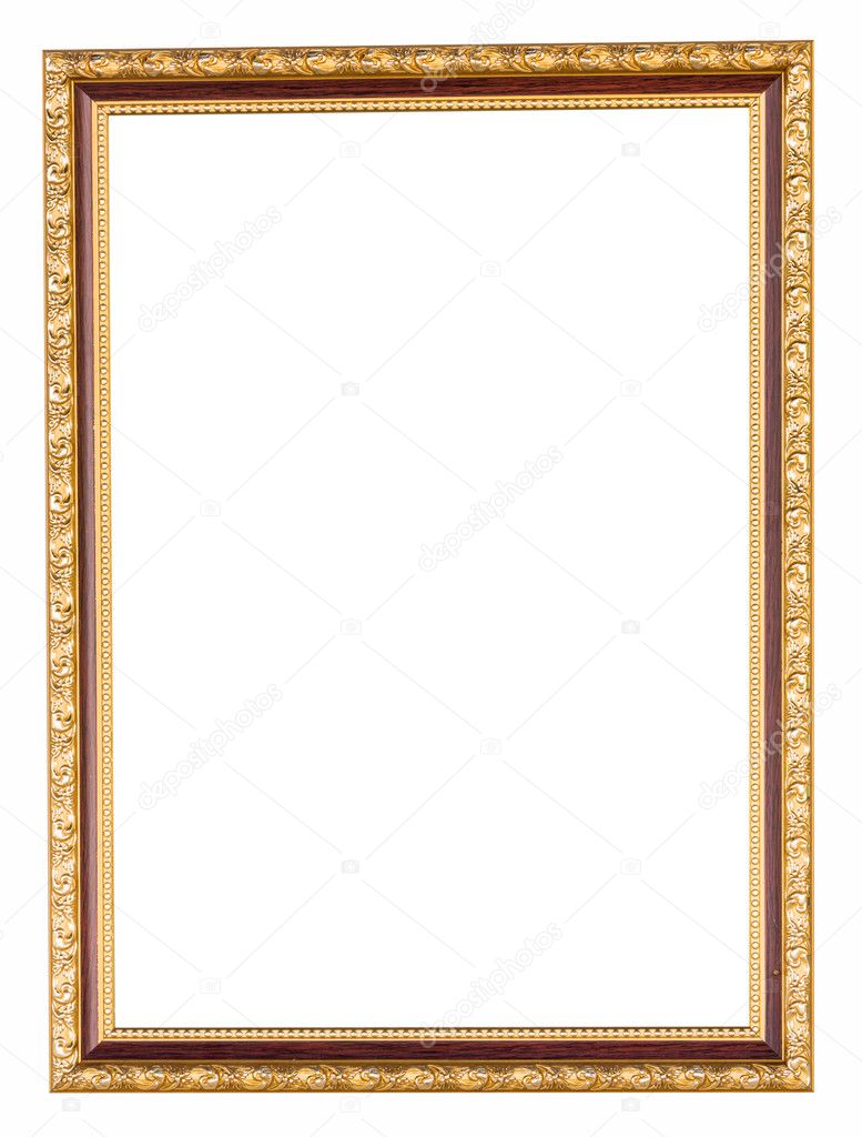 golden frame on isolated white with clipping path.