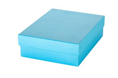 Mavi hediye kutusu izole beyaz, kırpma yolu üzerinde.