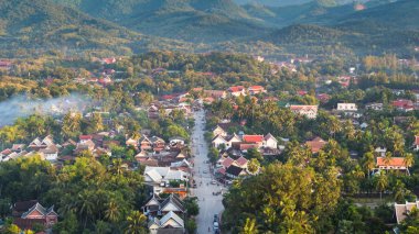 Bakış açısı ve luang prabang, laos, peyzaj.