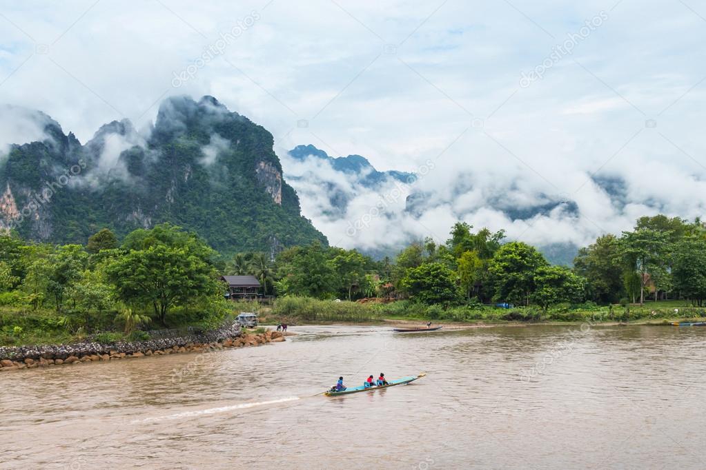 Nam Song river in Vang Vieng, Laos