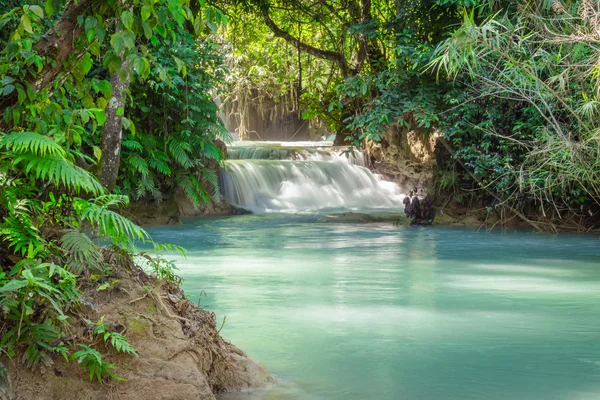 Kuang si vodopády v luang prabang, laos. — Stock fotografie