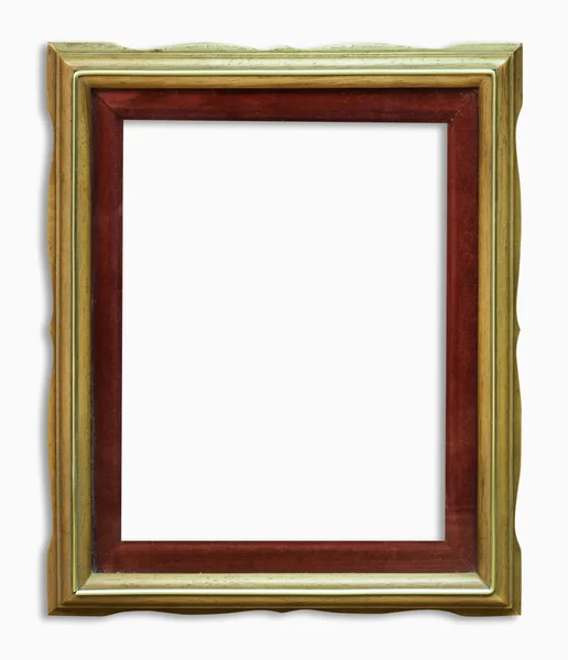 Houten gouden frame met uitknippad. — Stockfoto