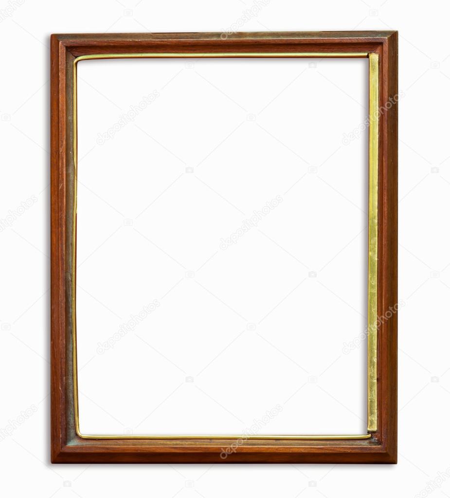 Frame picture wood on isolated white with clipping path.