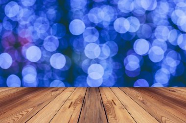 Ahşap flooor ve soyut dairesel boken nigth arka plan