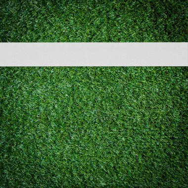 Yeşil futbol sahasında beyaz şerit.