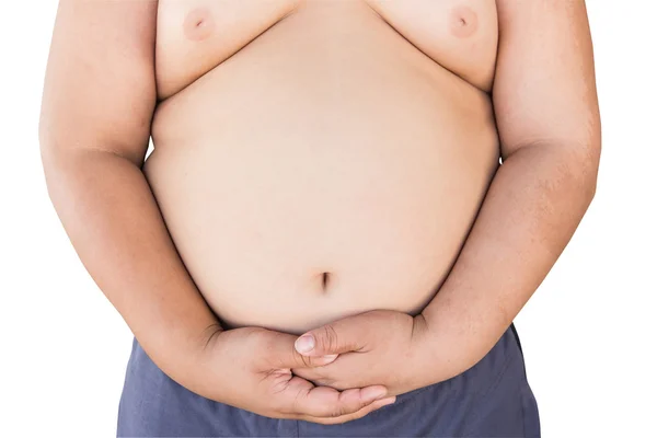 Boy fat a děti tuku na izolované bílé s ořezovou cestou. — Stock fotografie