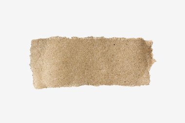 kahverengi yırtık kağıt üzerinde izole beyaz arka plan.